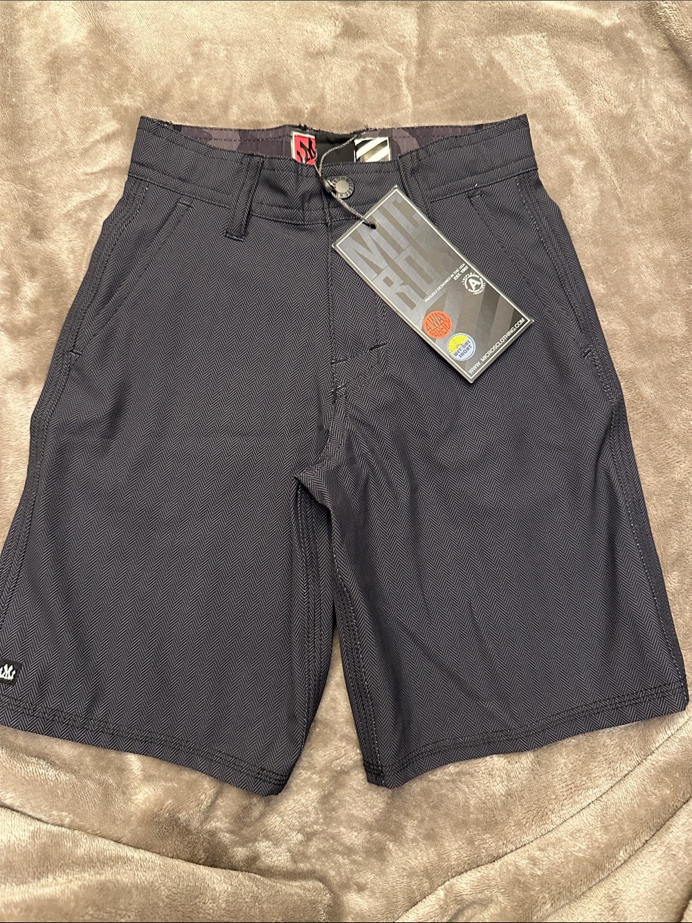 Micros lightweight Gray Herringbone Casual Shorts with adjustable waist